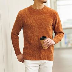 モール地柄クルーネックセーター