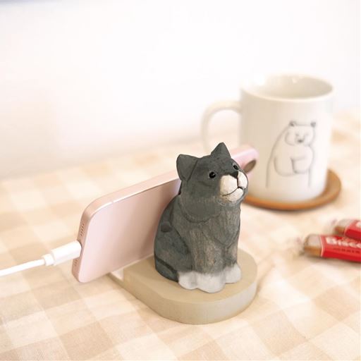 アニマル木彫りスマートフォンスタンド