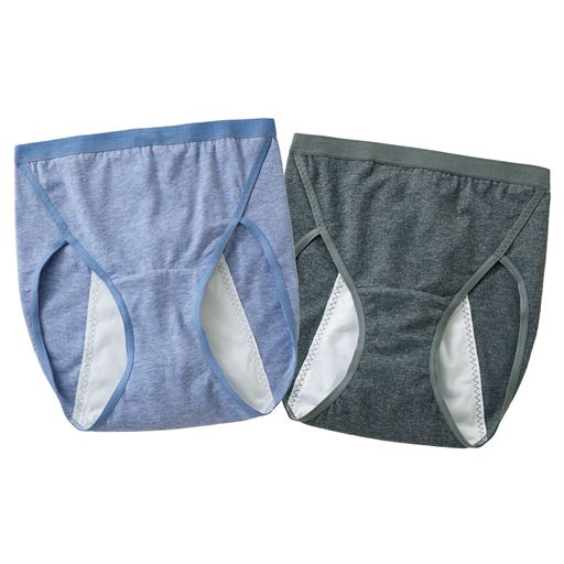 2枚組 ハイレグサニタリーショーツ(多い日用)(綿混)(はきこみ丈スタンダード)