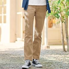タンブルドライストレートパンツ(ストレッチ・乾燥機OK・毎日パンツ・綿混)