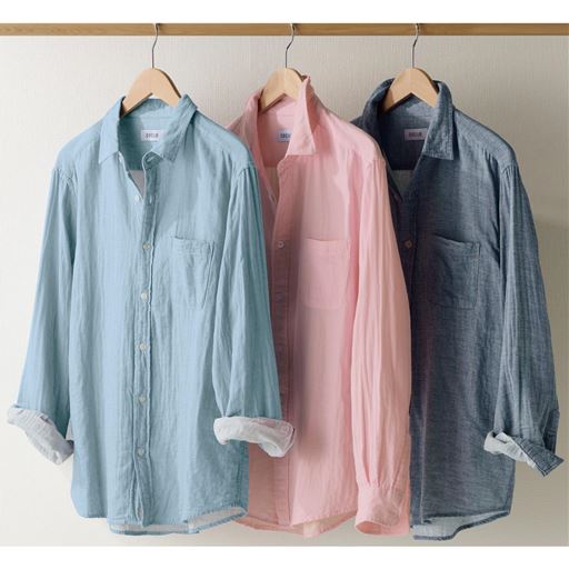 綿100%ダブルガーゼシャツ(長袖)