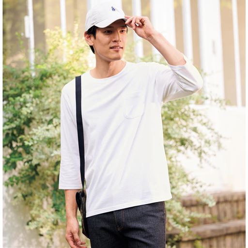 【男女兼用】綿100%クルーネックTシャツ(7分袖)