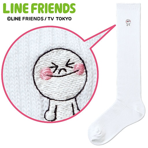 【SALE】 【ティーンズ】 刺しゅう付きソックス(LINE FRIENDS) - セシール